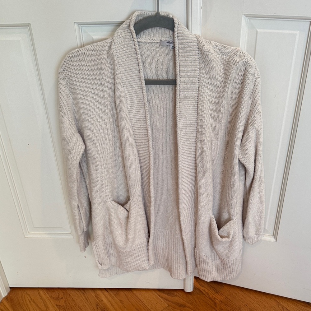 Madewell Cream Open-Front Cardigan